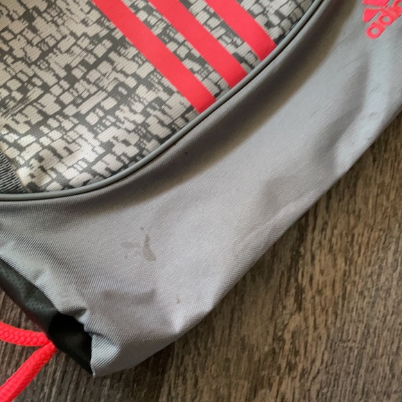 Adidas 3 Stripe Neon Pink/Gray/Silver String Backpack - Picture 4 of 5